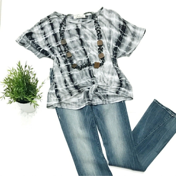 NEW Vine & Love Tie Front Tie Dye Tee Top sz M - Picture 12 of 12